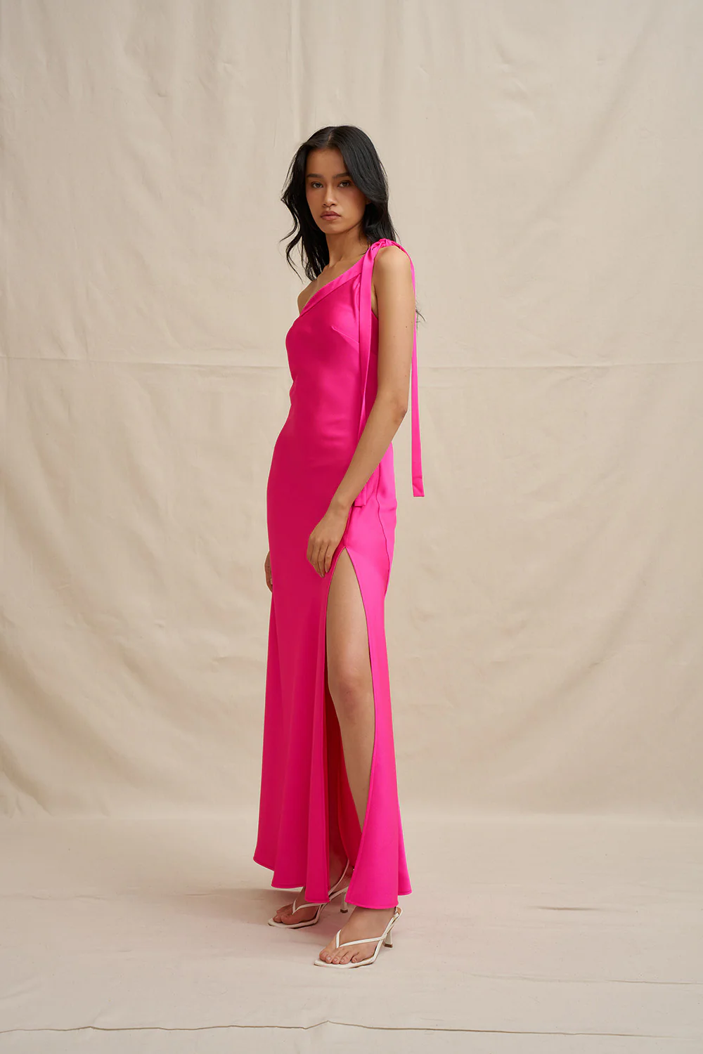 Beverly Tie Shoulder Bias Gown - Pink - Image 4