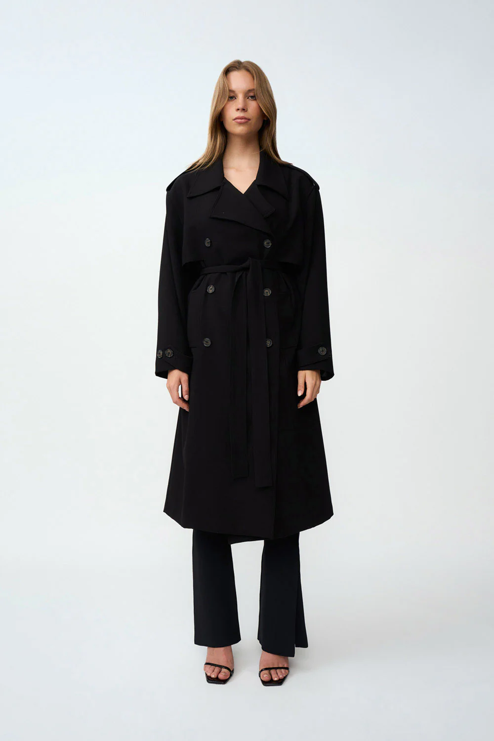 Blair Belted Trench Coat - Black - Image 7