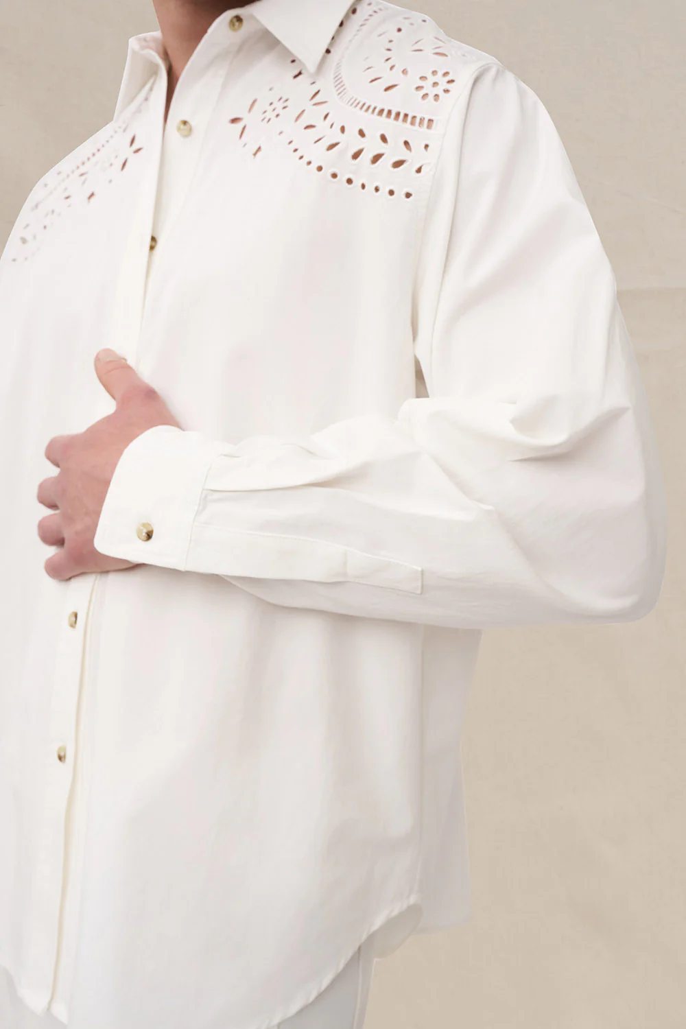 Bowie Broderie Shirt - Ivory - Image 4