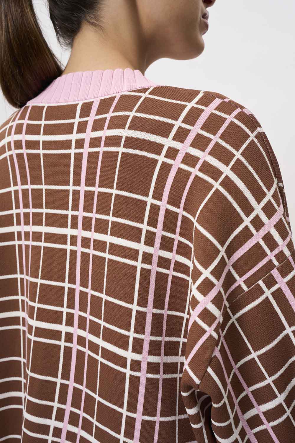 Carolina Check Knit Cardi | Final Sale - Brown Pink - Image 4