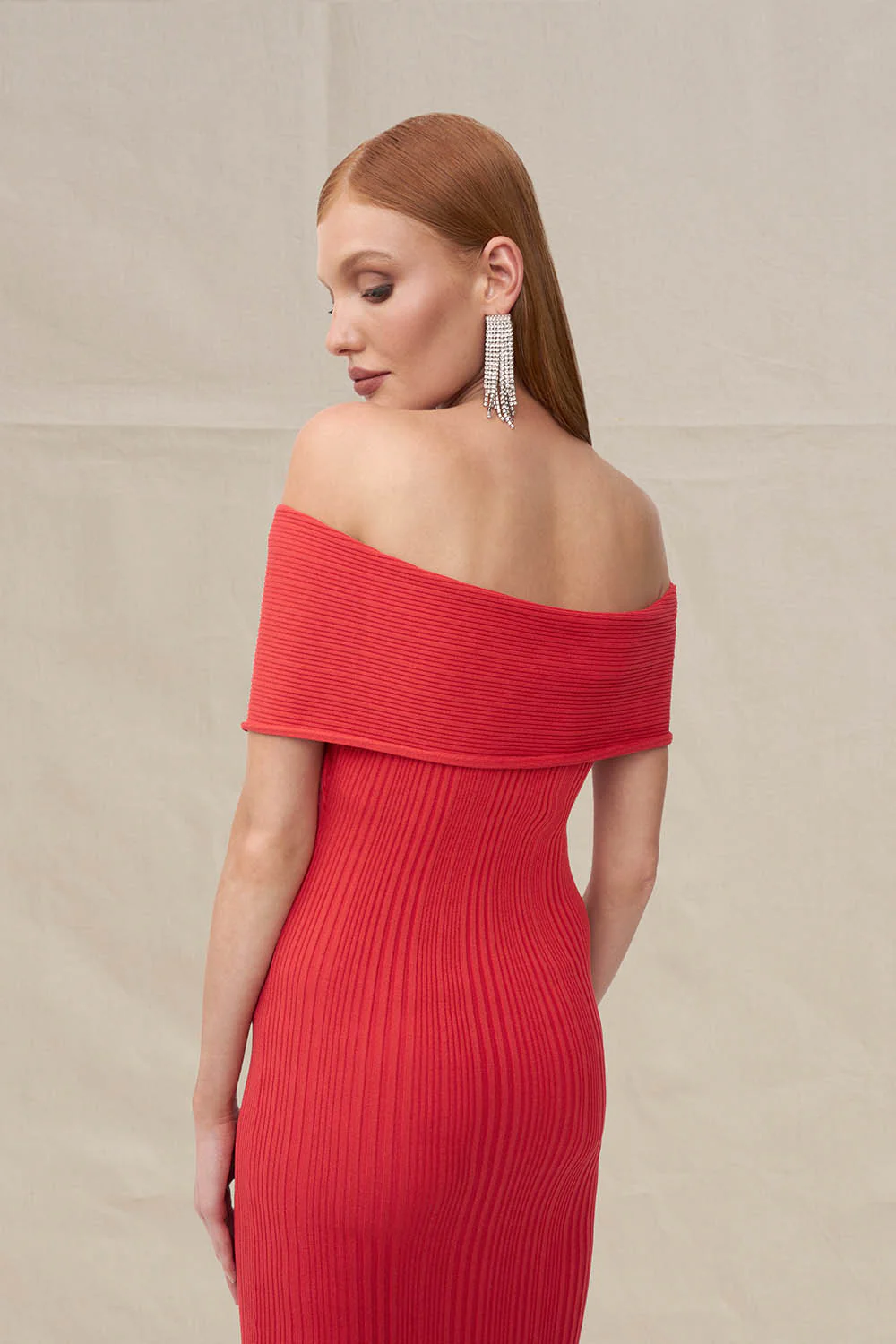 Cecily Knit Midi Dress - Red - Image 3