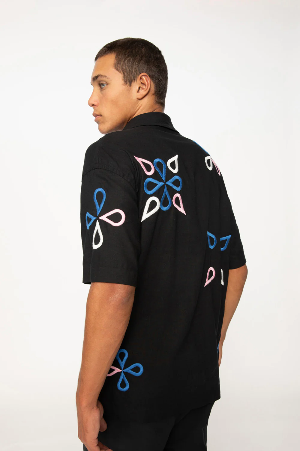 Conrad Geo Embroidery Shirt | Final Sale - Black - Image 4