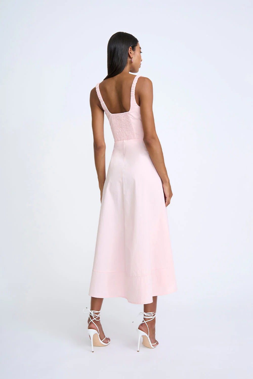 Daphne Bust Midi Dress - Soft Pink - Image 3