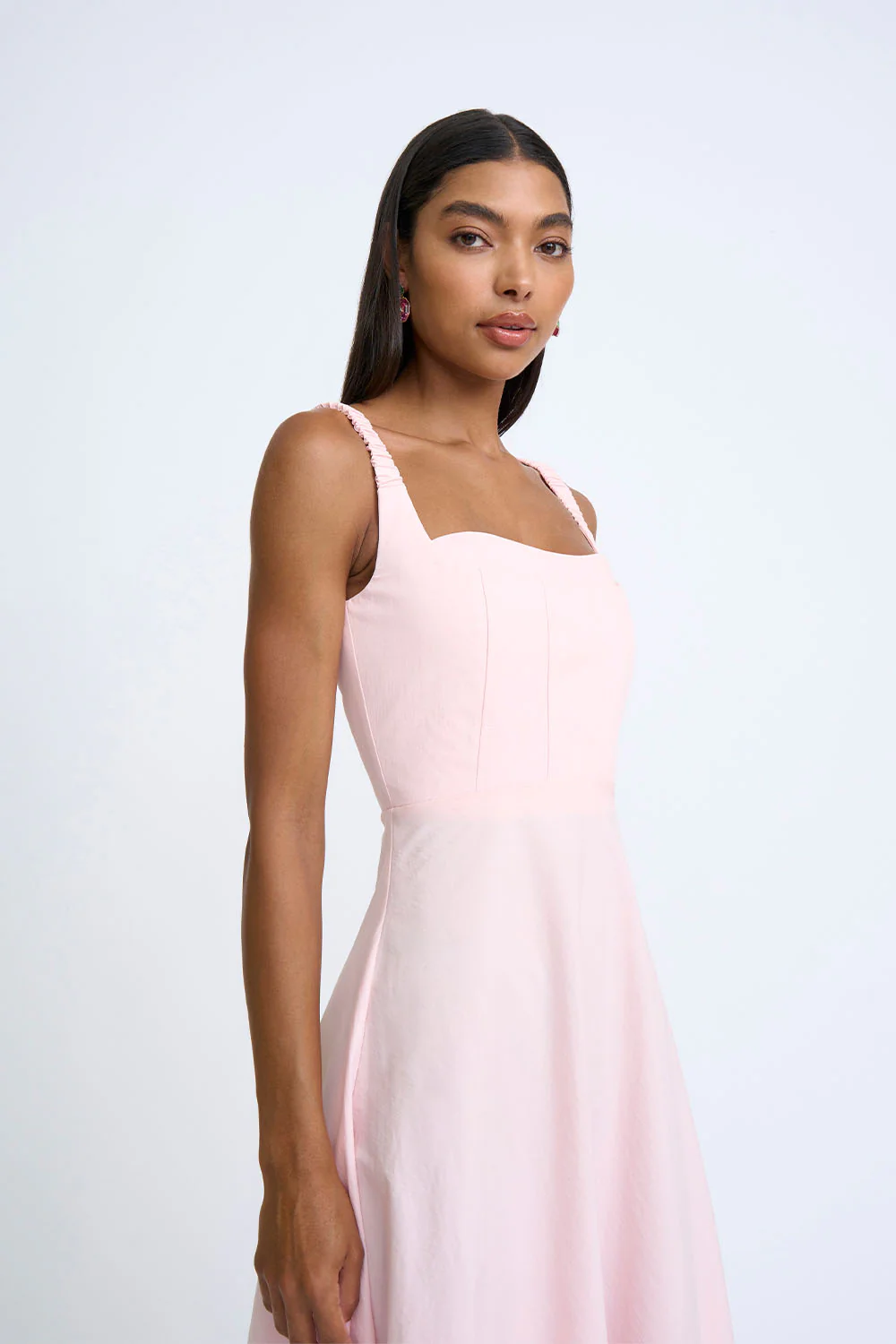 Daphne Bust Midi Dress - Soft Pink - Image 4