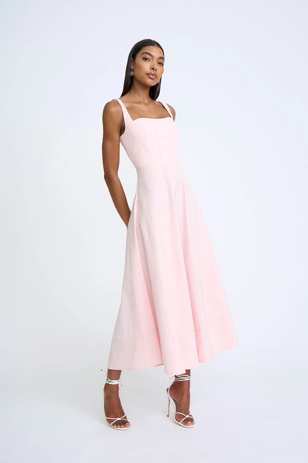 Daphne Bust Midi Dress - Soft Pink - Image 5