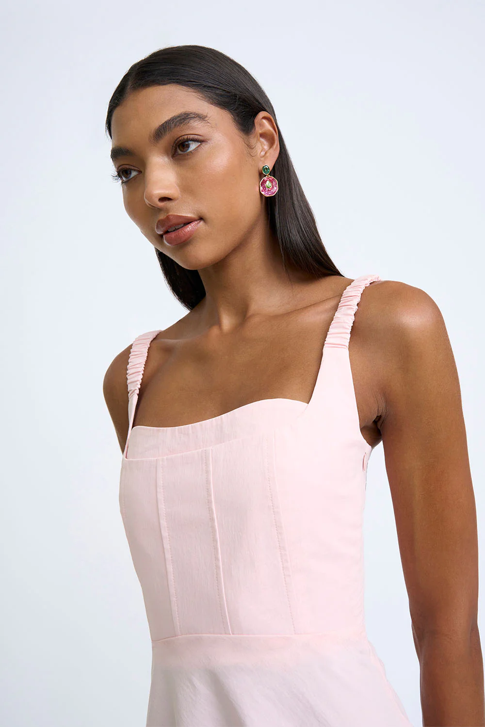 Daphne Bust Midi Dress - Soft Pink - Image 6