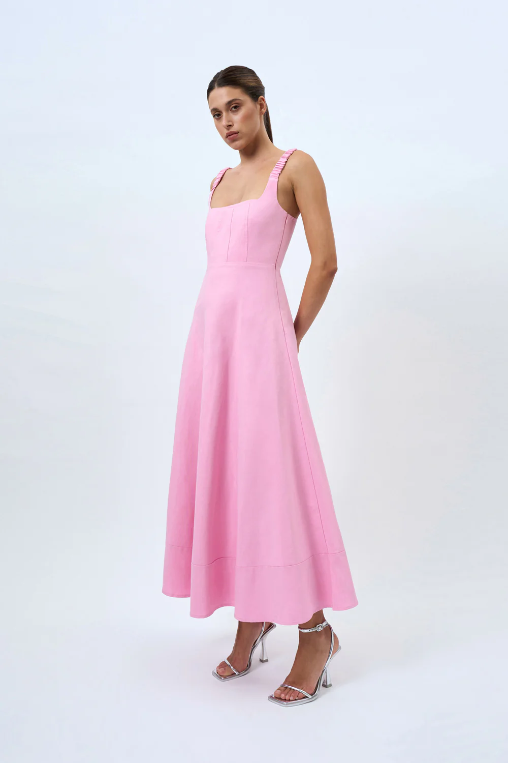 Daphne Bust Midi Dress - Taffy Pink - Image 4