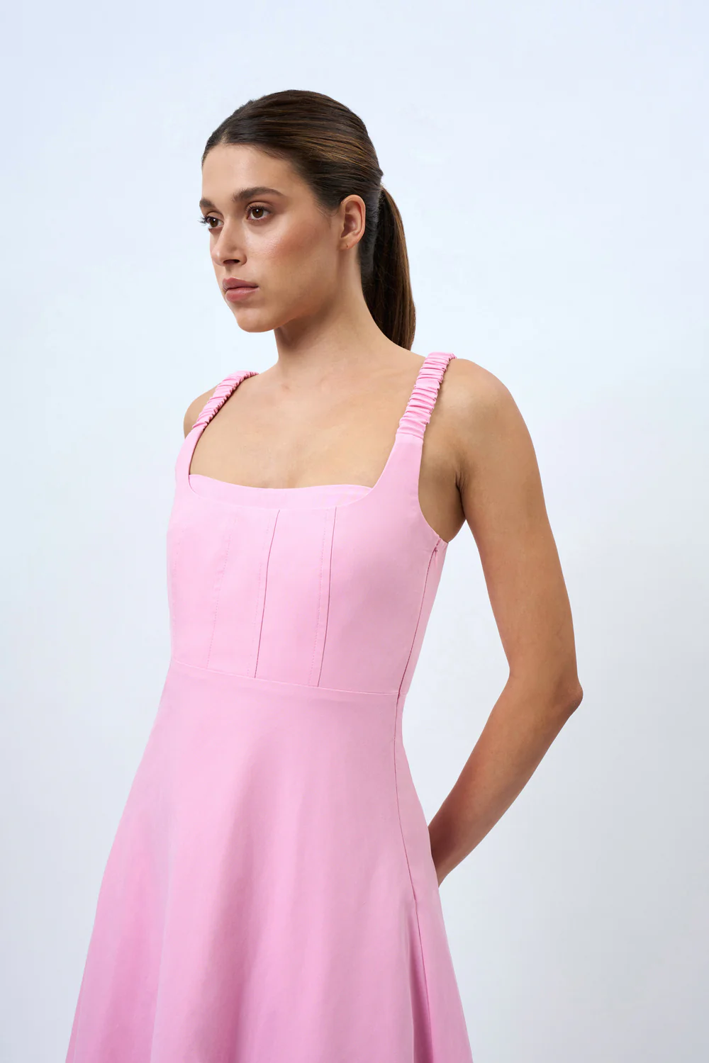 Daphne Bust Midi Dress - Taffy Pink - Image 5