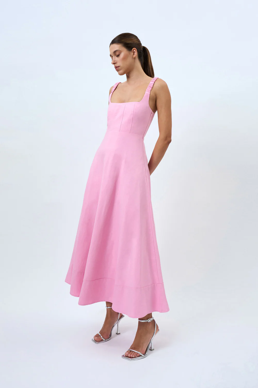 Daphne Bust Midi Dress - Taffy Pink - Image 6