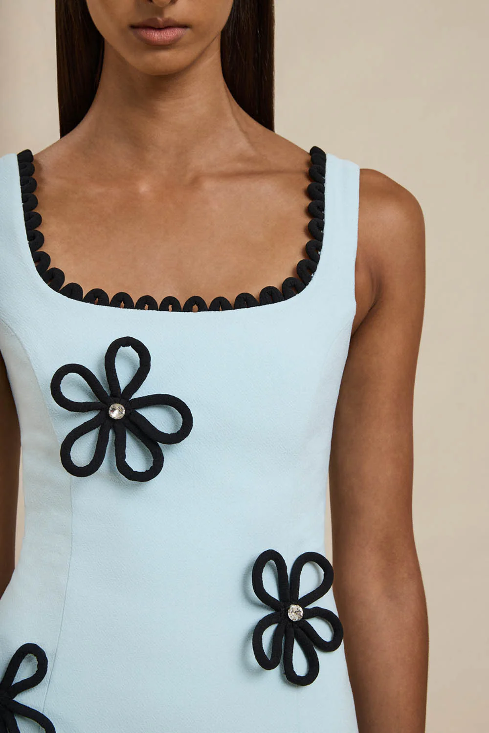 Flower Form Mini Dress - Black Blue - Image 5