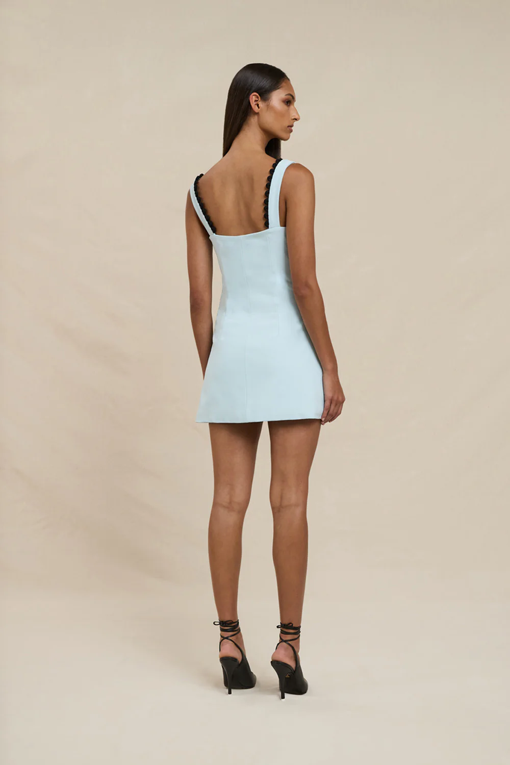 Flower Form Mini Dress - Black Blue - Image 6