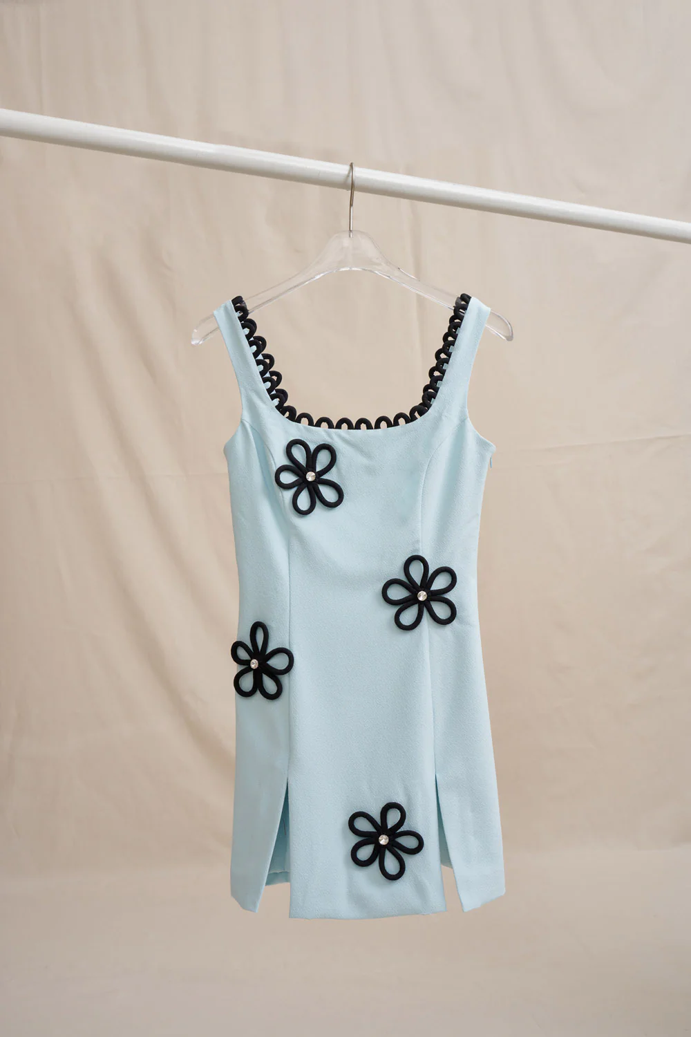 Flower Form Mini Dress - Black Blue - Image 7
