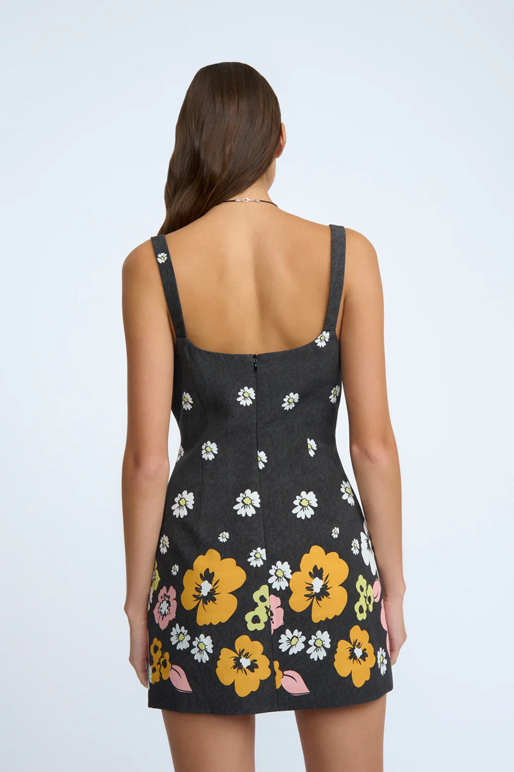 Golden Floral Linen Mini Dress| Final Sale - Black Multi Floral - Image 3