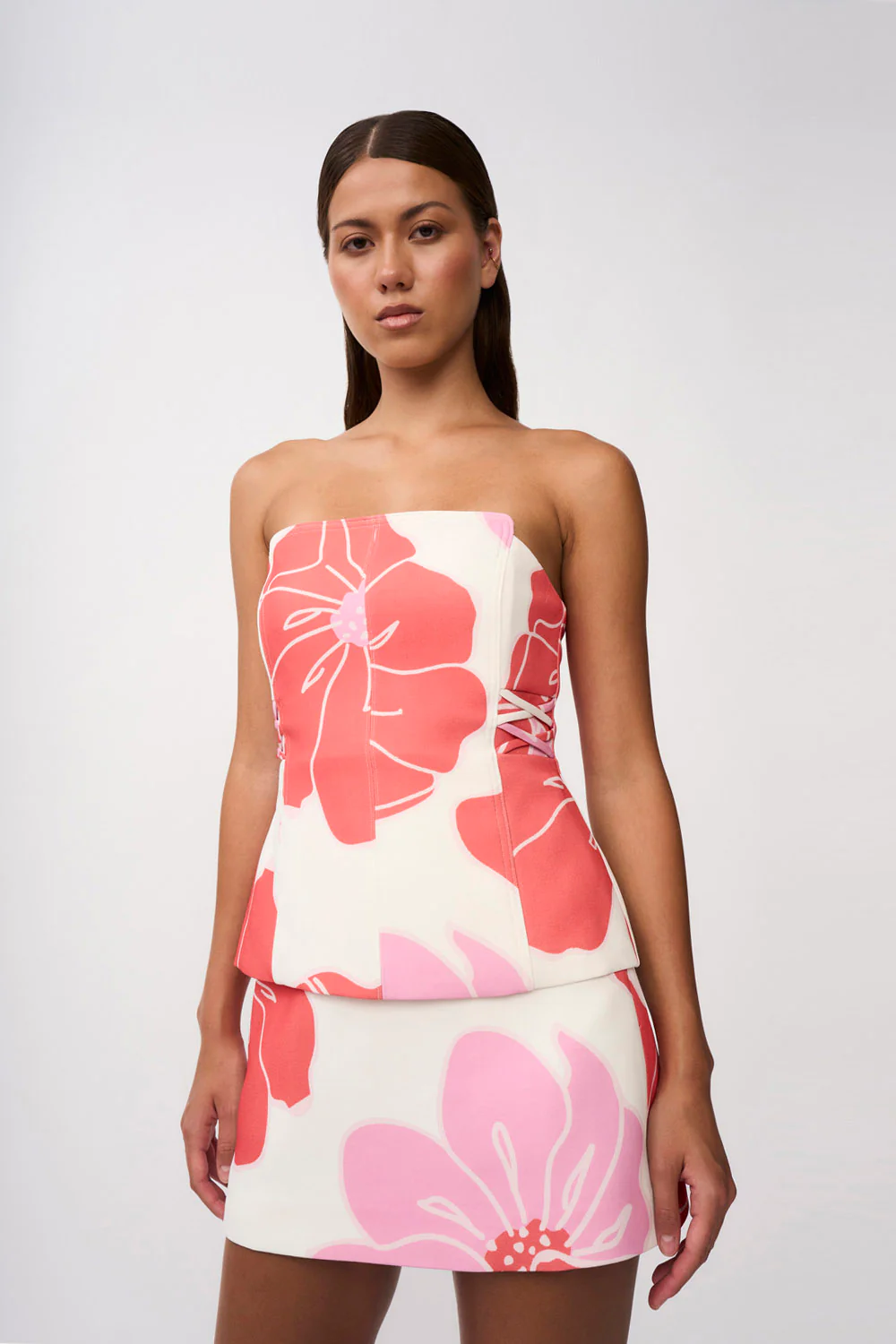 Heidi Panel Long Line Corset | Final Sale - Pink Red Ivory - Image 6