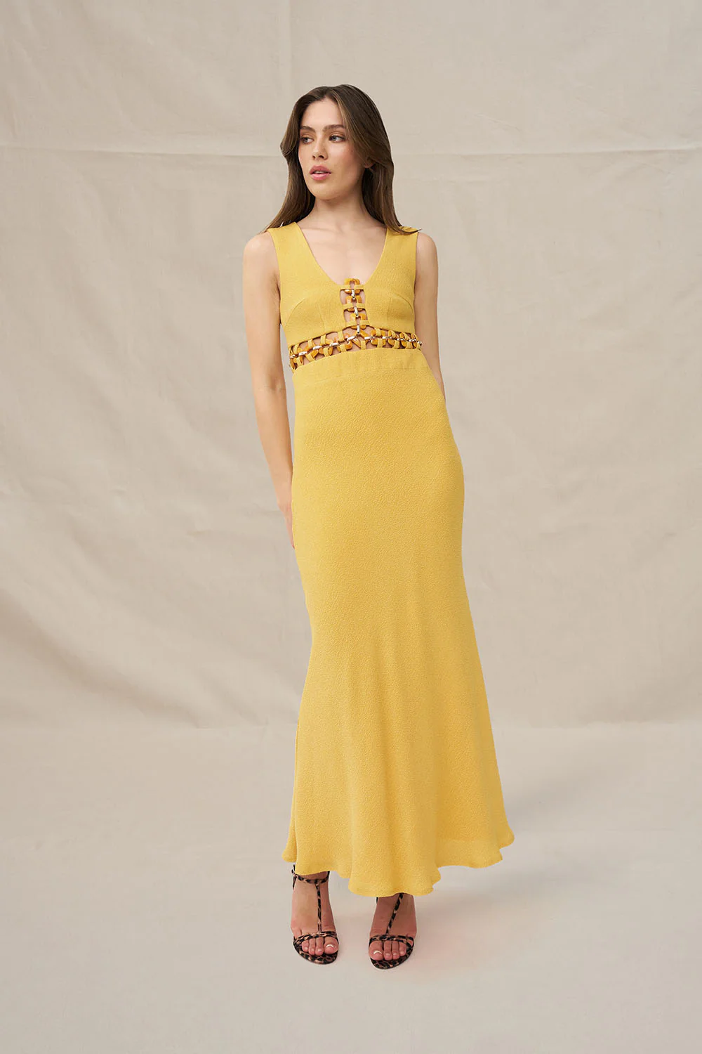 Leandra Link Ankle Dress - Mustard - Image 3