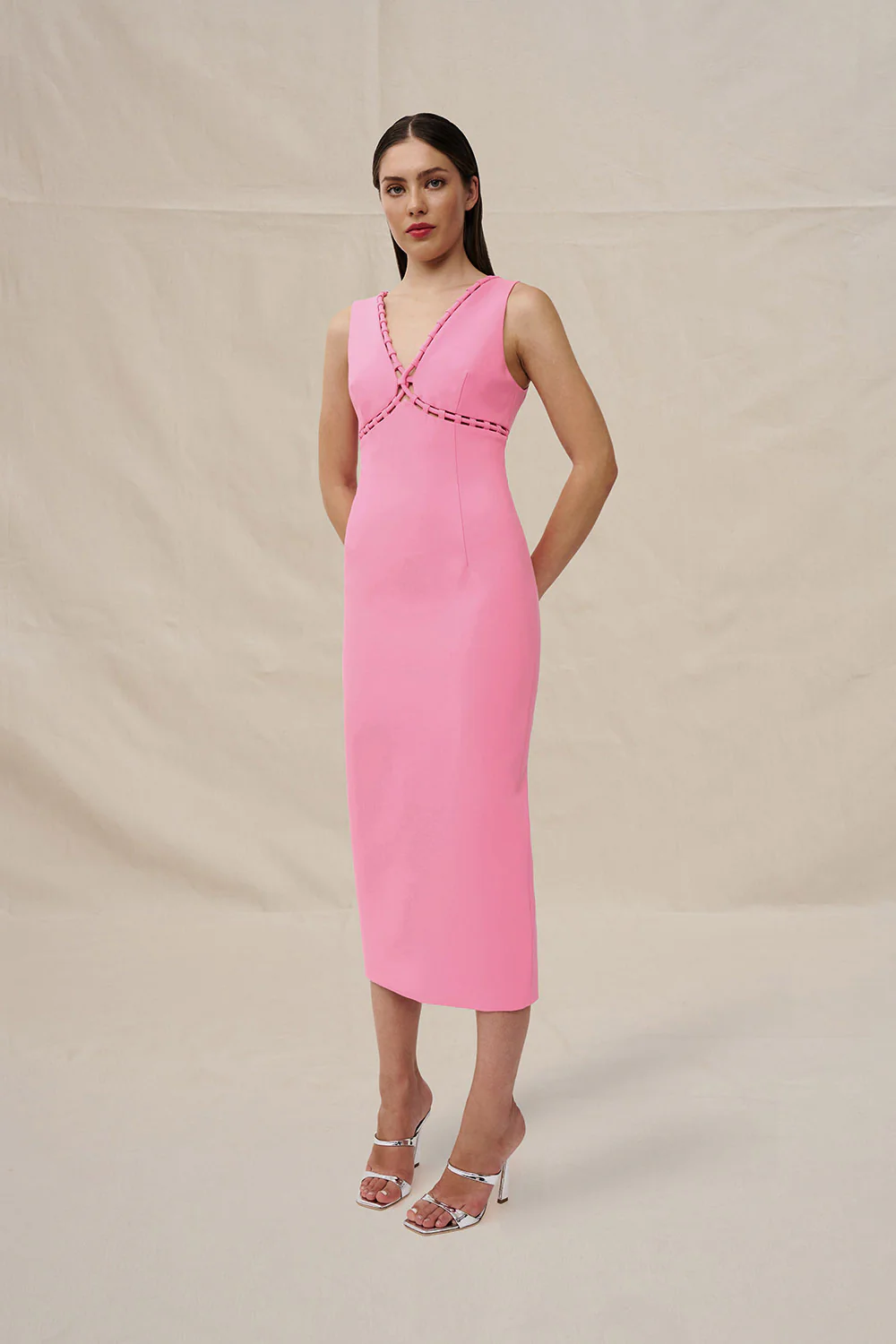 Lina Loop Midi Dress - Pink - Image 3