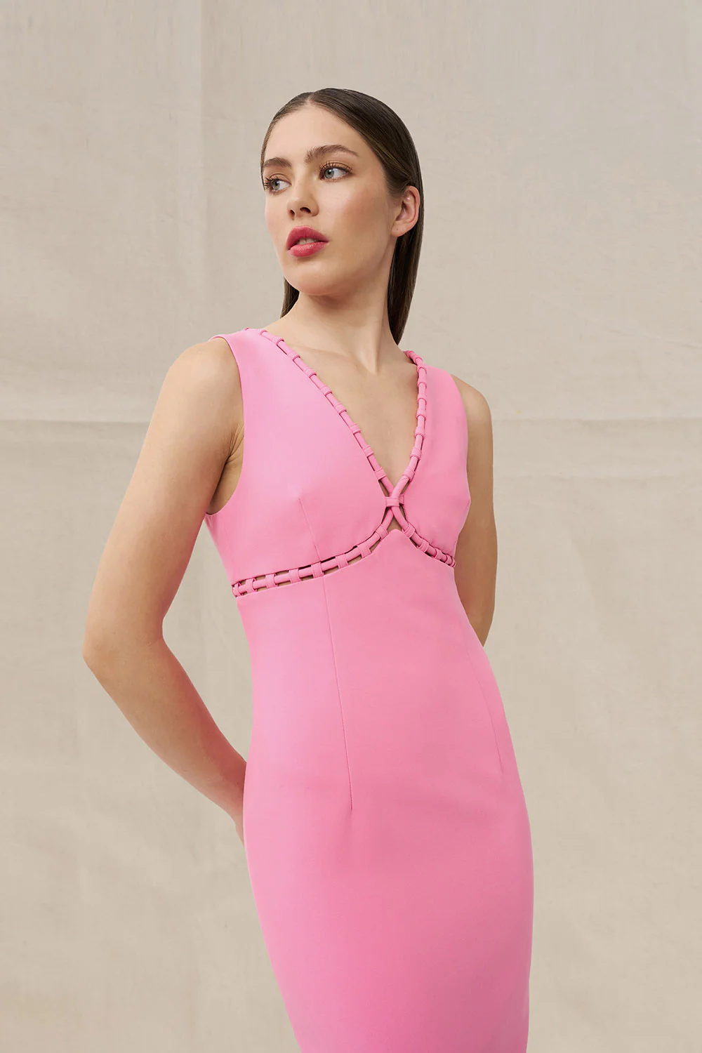 Lina Loop Midi Dress - Pink - Image 4