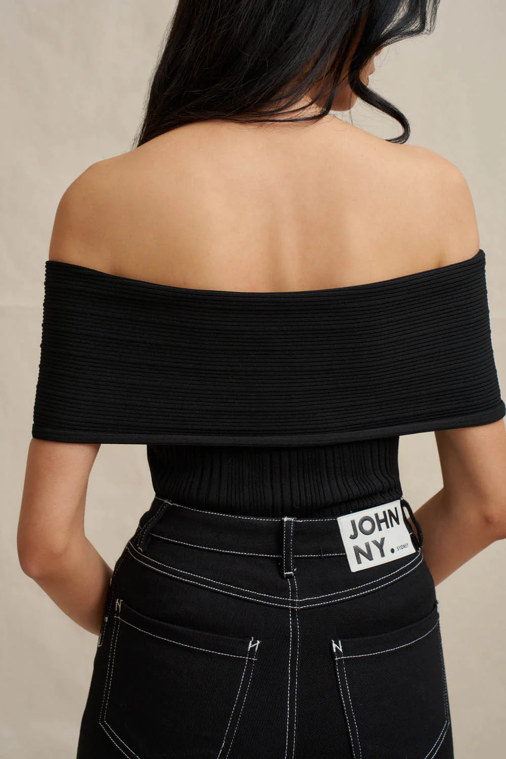 Luelle Off Shoulder Knit Top - Black - Image 6