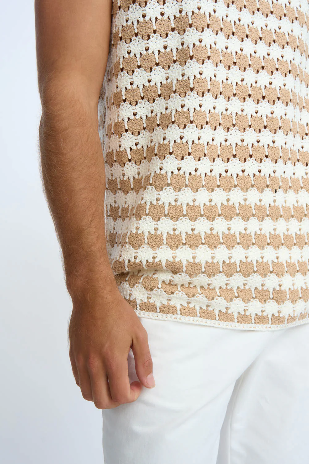 Mario Stripe Knit Muscle Tee | Final Sale - Ivory Sand - Image 4