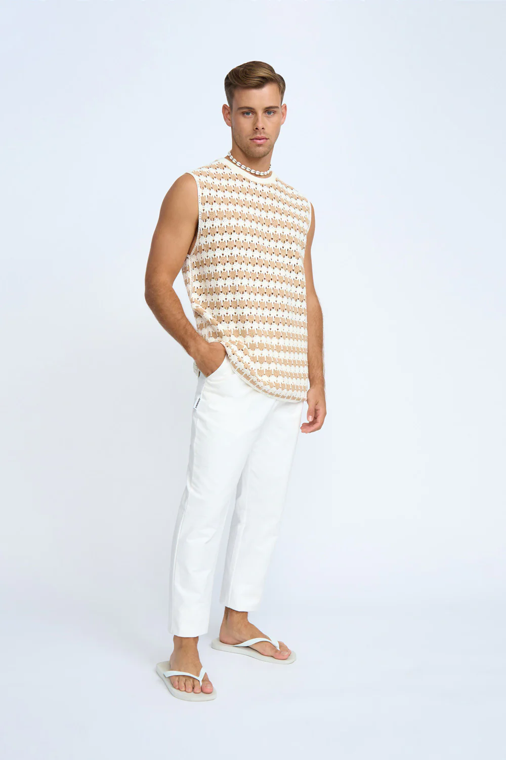 Mario Stripe Knit Muscle Tee | Final Sale - Ivory Sand - Image 8