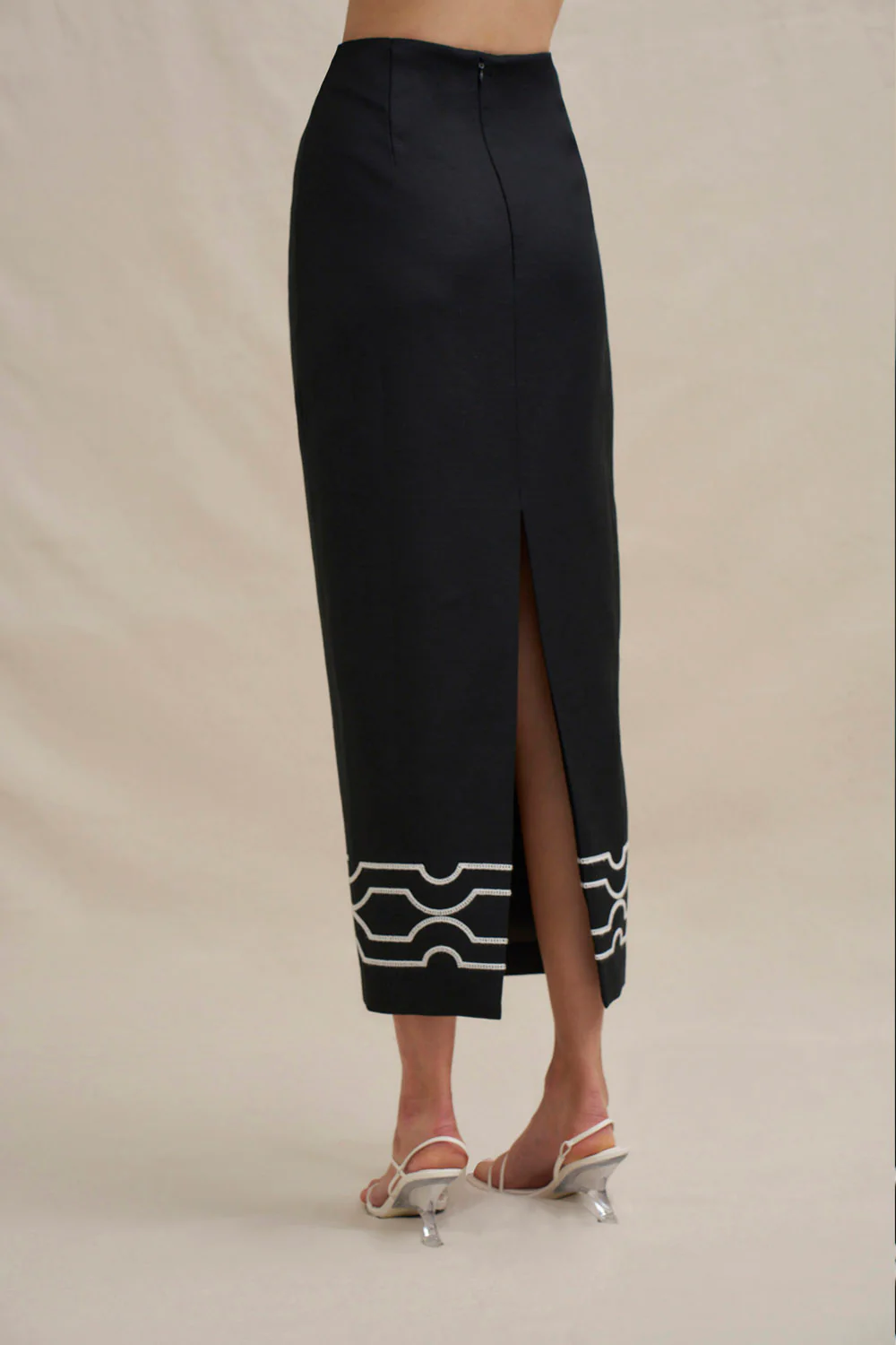 Paradise Palm Ankle Skirt - Ivory Black - Image 10