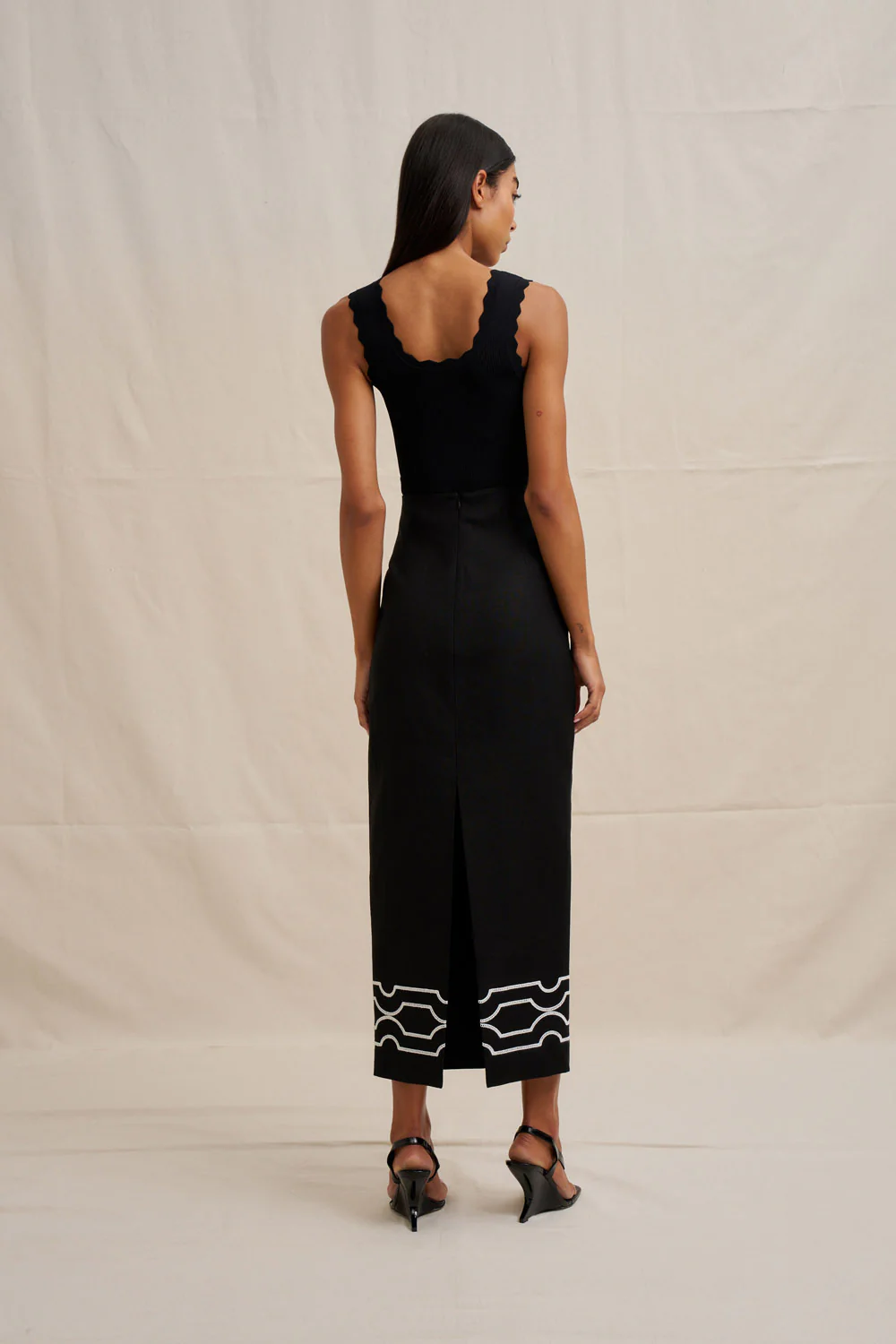 Paradise Palm Ankle Skirt - Ivory Black - Image 4