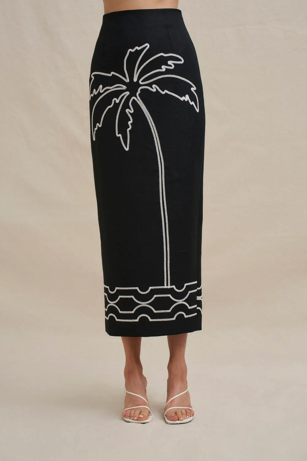 Paradise Palm Ankle Skirt - Ivory Black - Image 7