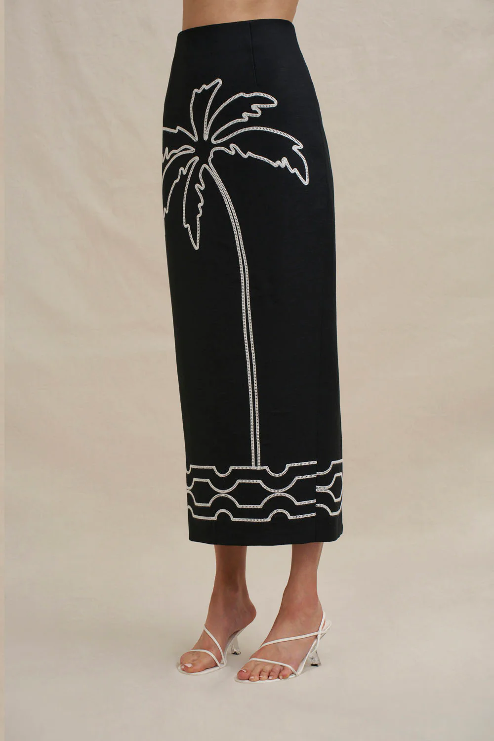 Paradise Palm Ankle Skirt - Ivory Black - Image 9