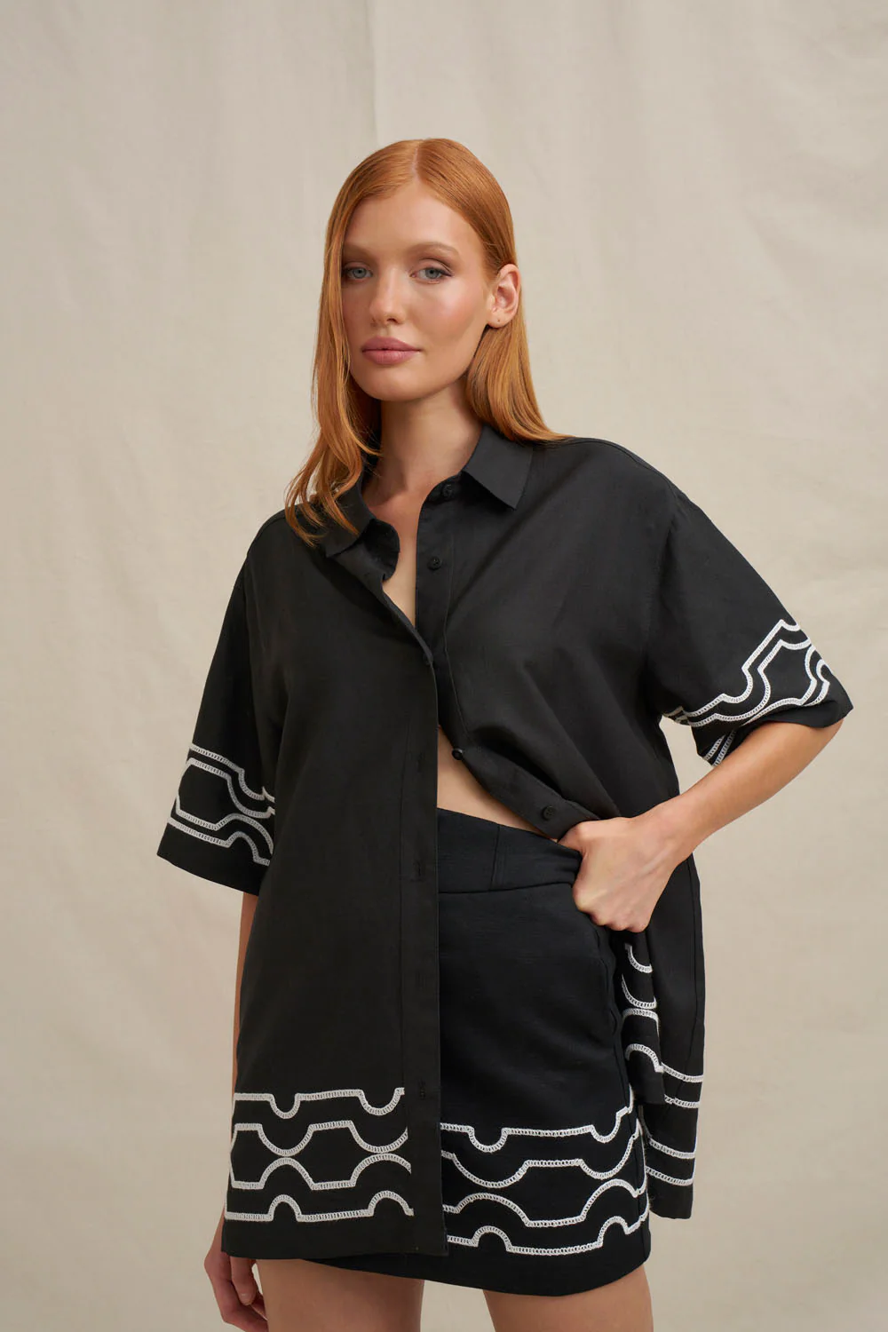 Paradise Palm Sun Shirt - Ivory Black - Image 5