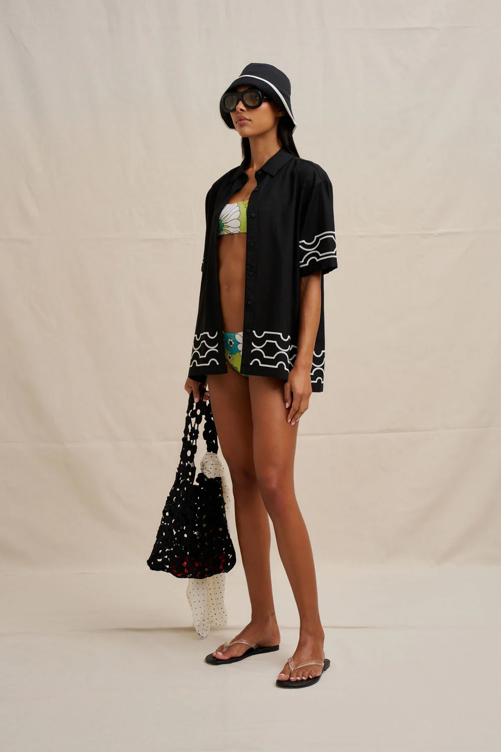 Paradise Palm Sun Shirt - Ivory Black - Image 7
