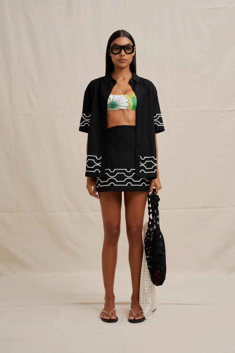 Paradise Palm Sun Shirt - Ivory Black - Image 9