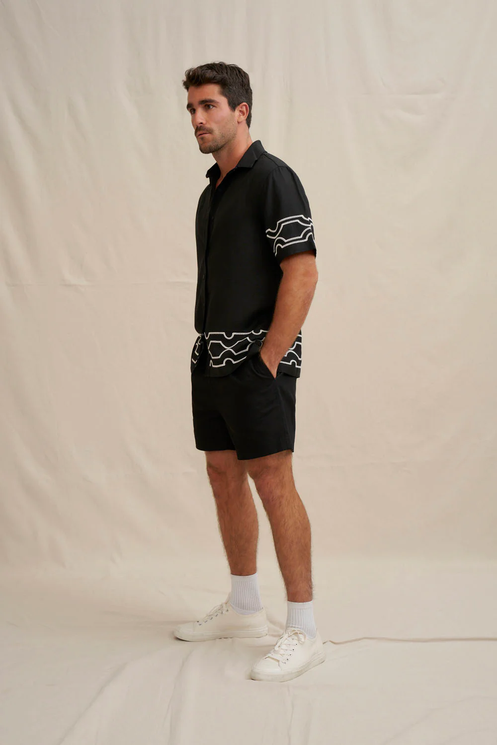 Paradise Palm Sun Shirt - Ivory Black - Image 7
