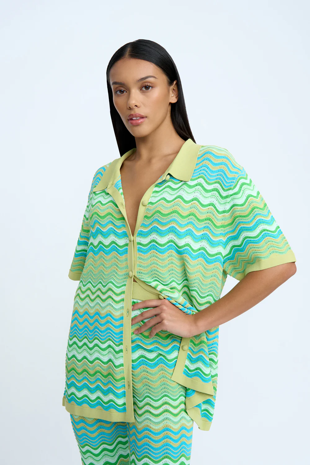 Ripple Stripe Knit Pant - Green Multi - Image 7