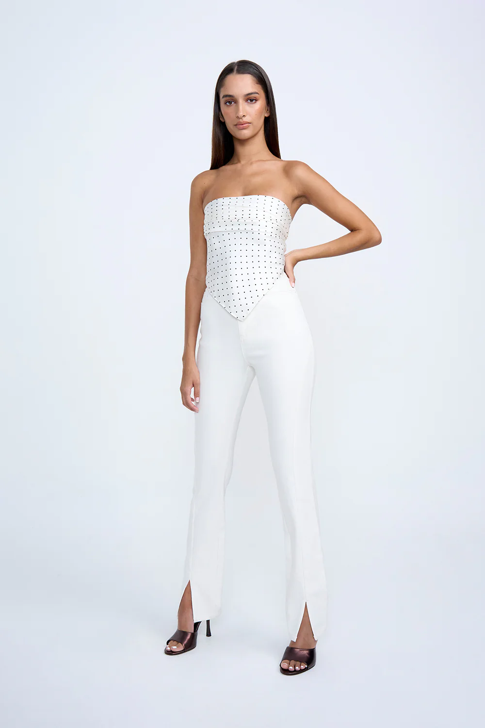 Silk Polka Scarf Set | Final Sale - White Black - Image 3