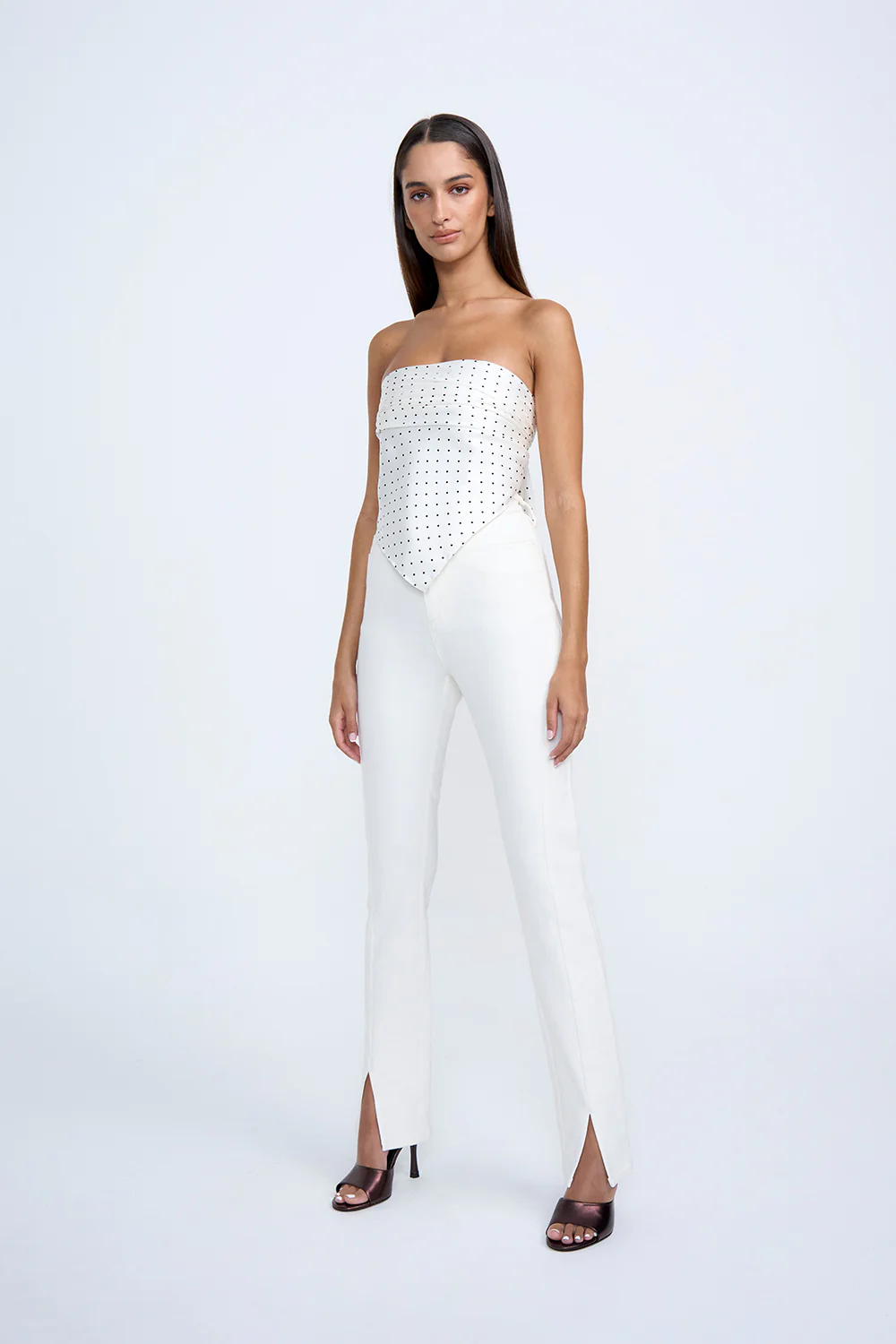 Silk Polka Scarf Set | Final Sale - White Black - Image 8