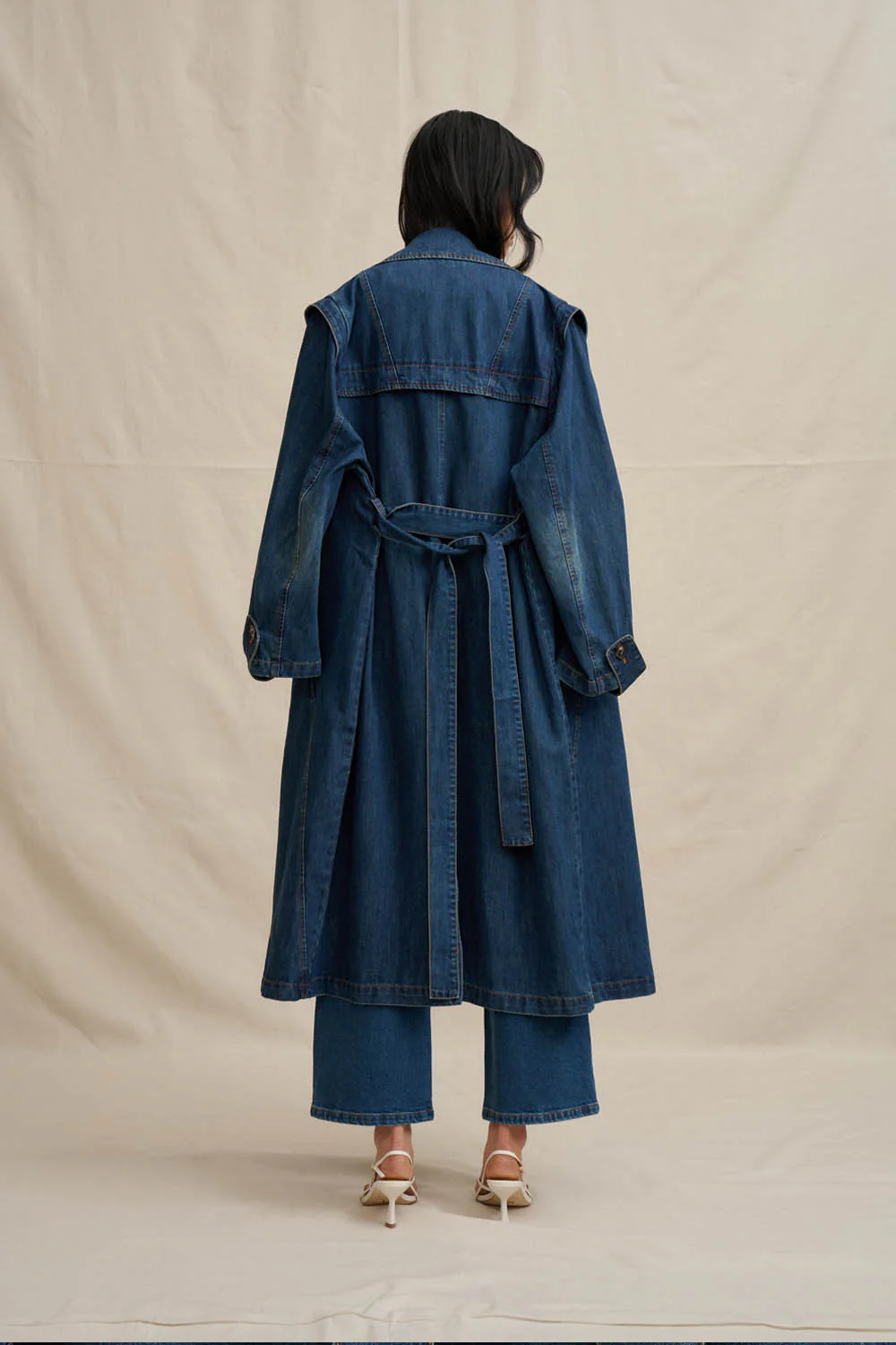 The Astrid Denim Trench - Dark Blue Denim - Image 6