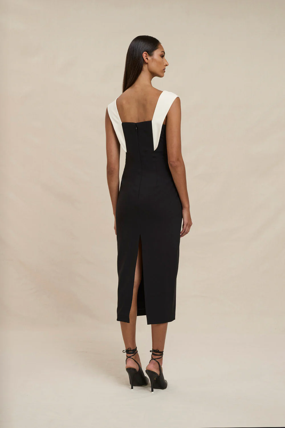 The Cleo Midi Dress - Ivory Black - Image 7