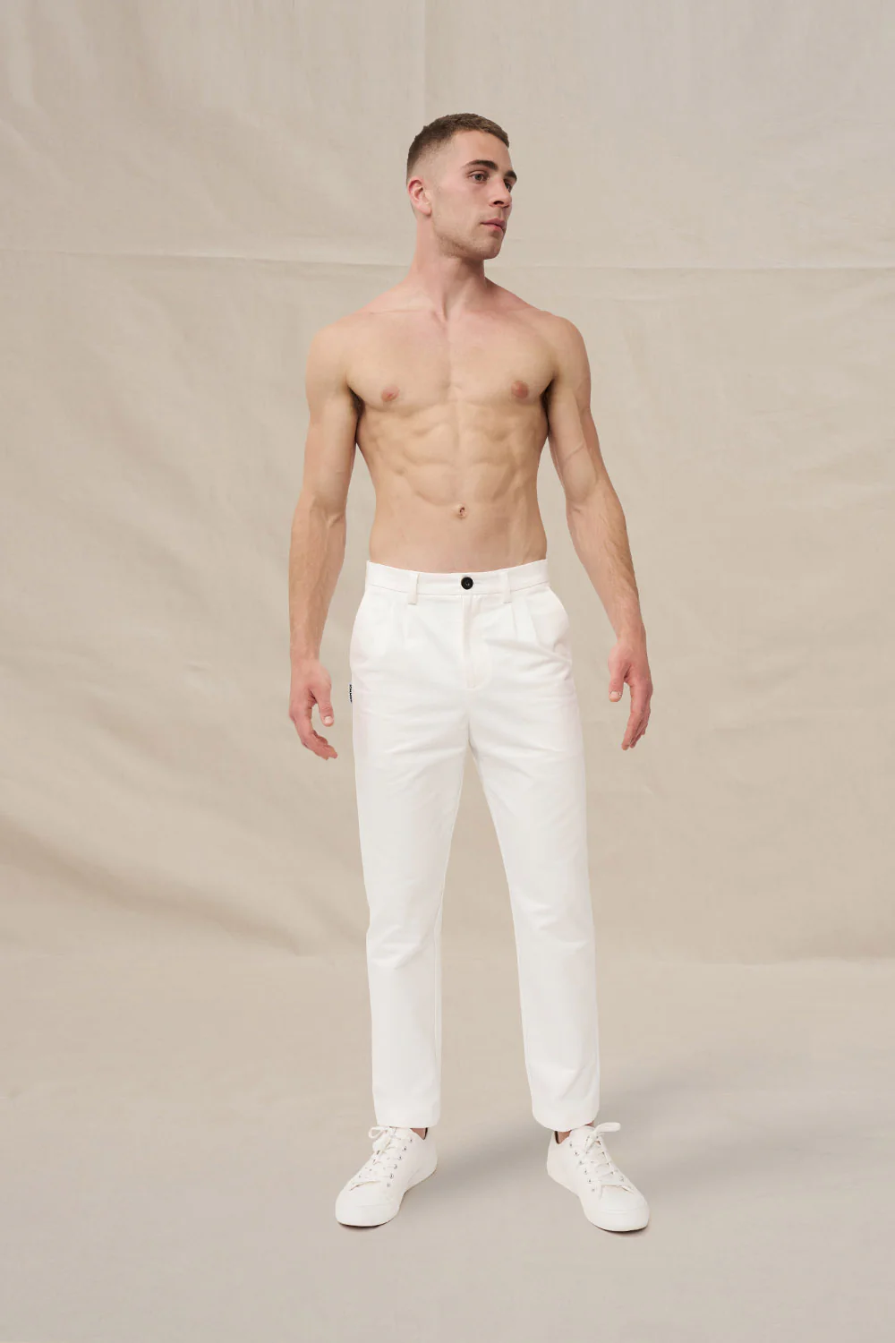 Dean Pleat Front Pant - Ivory - Image 3