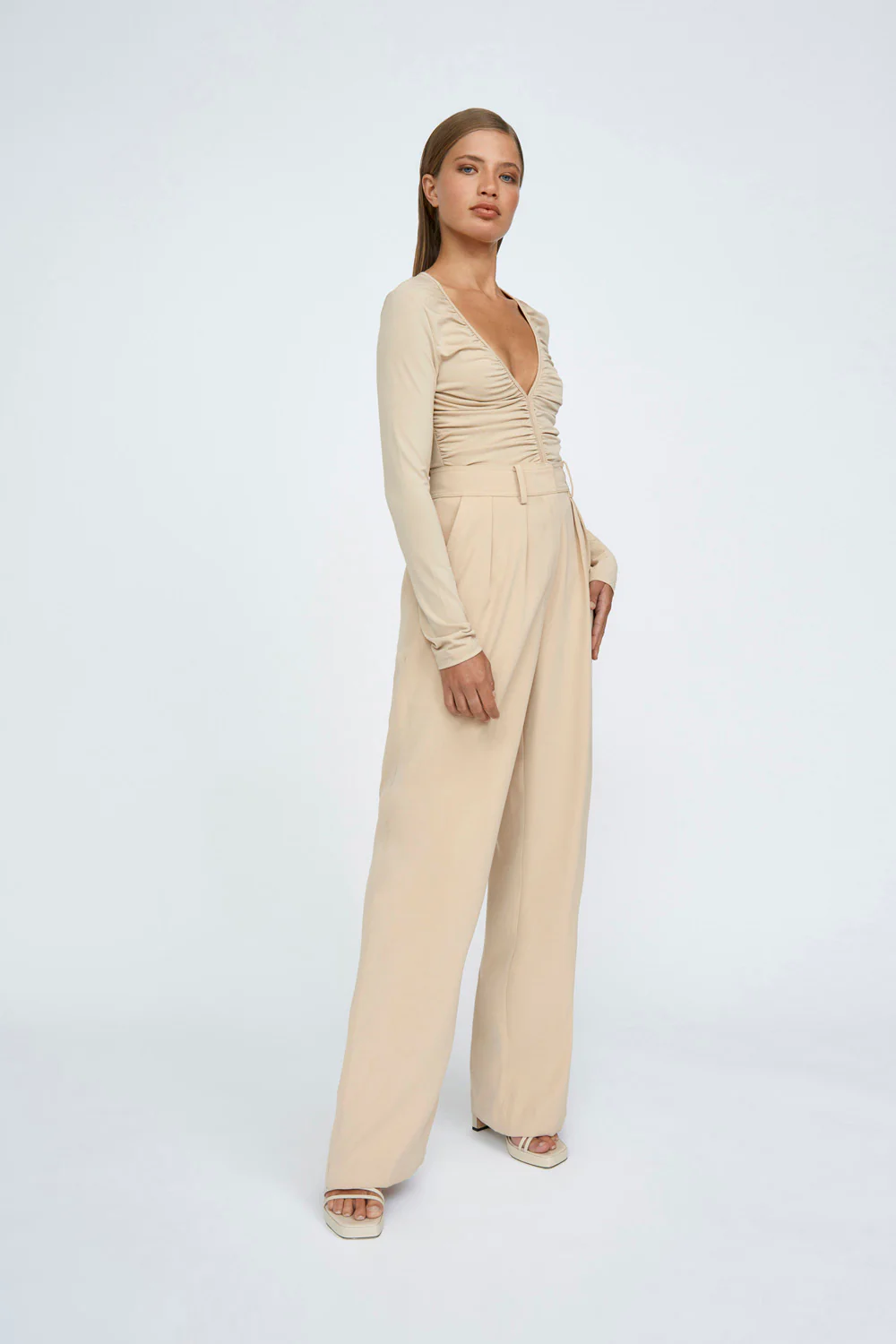 V Front Gather Top | Final Sale - Sand - Image 4