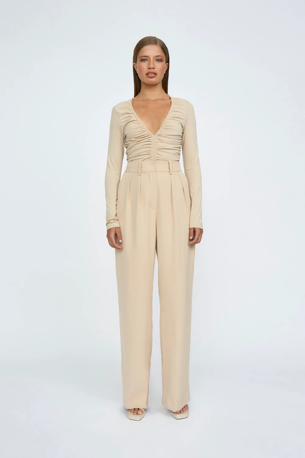 V Front Gather Top | Final Sale - Sand - Image 5