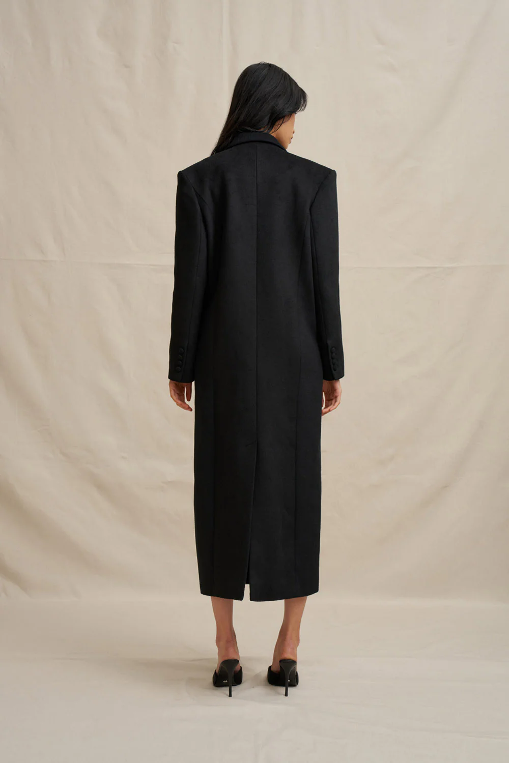 Winona Long Line Coat - Black - Image 5