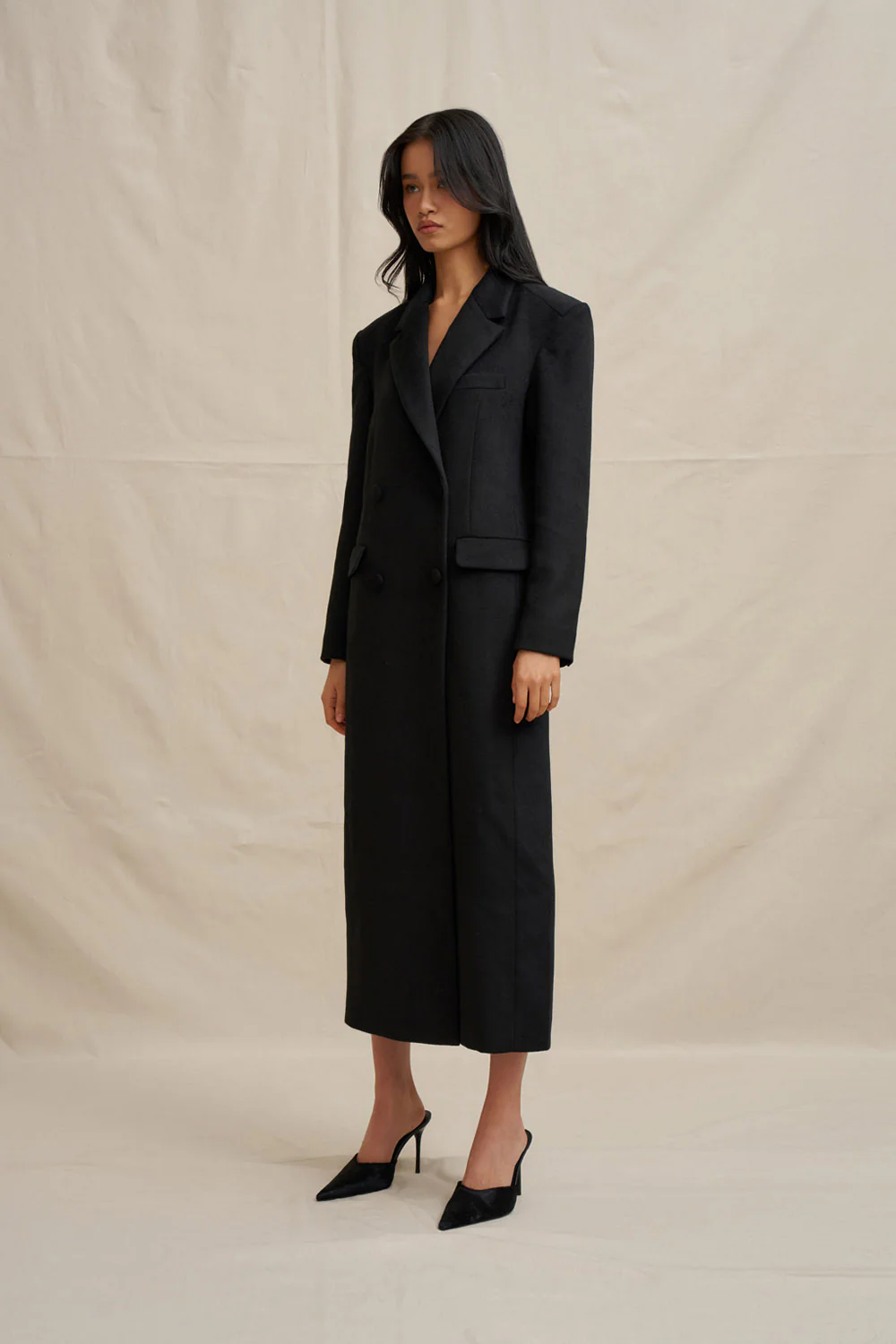 Winona Long Line Coat - Black - Image 7