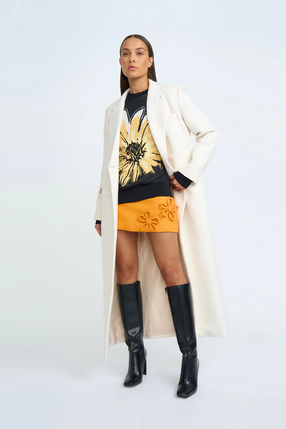 Winona Long Line Coat | Final Sale - Ivory - Image 6